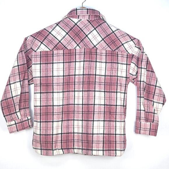 Plaid Flannel Chore Shirt Women Small Pink Whimsygoth Tartan Western Barn Jacket - Picture 3 of 16